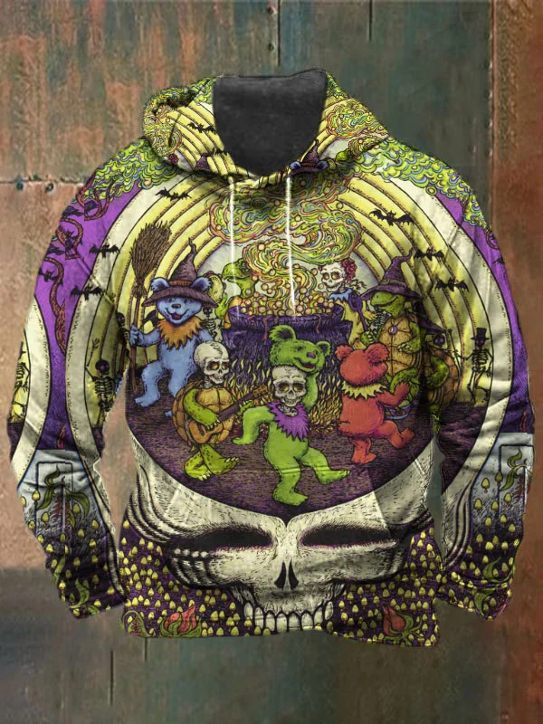 Unisex Skull Bear Print Heavyweight Hoodies