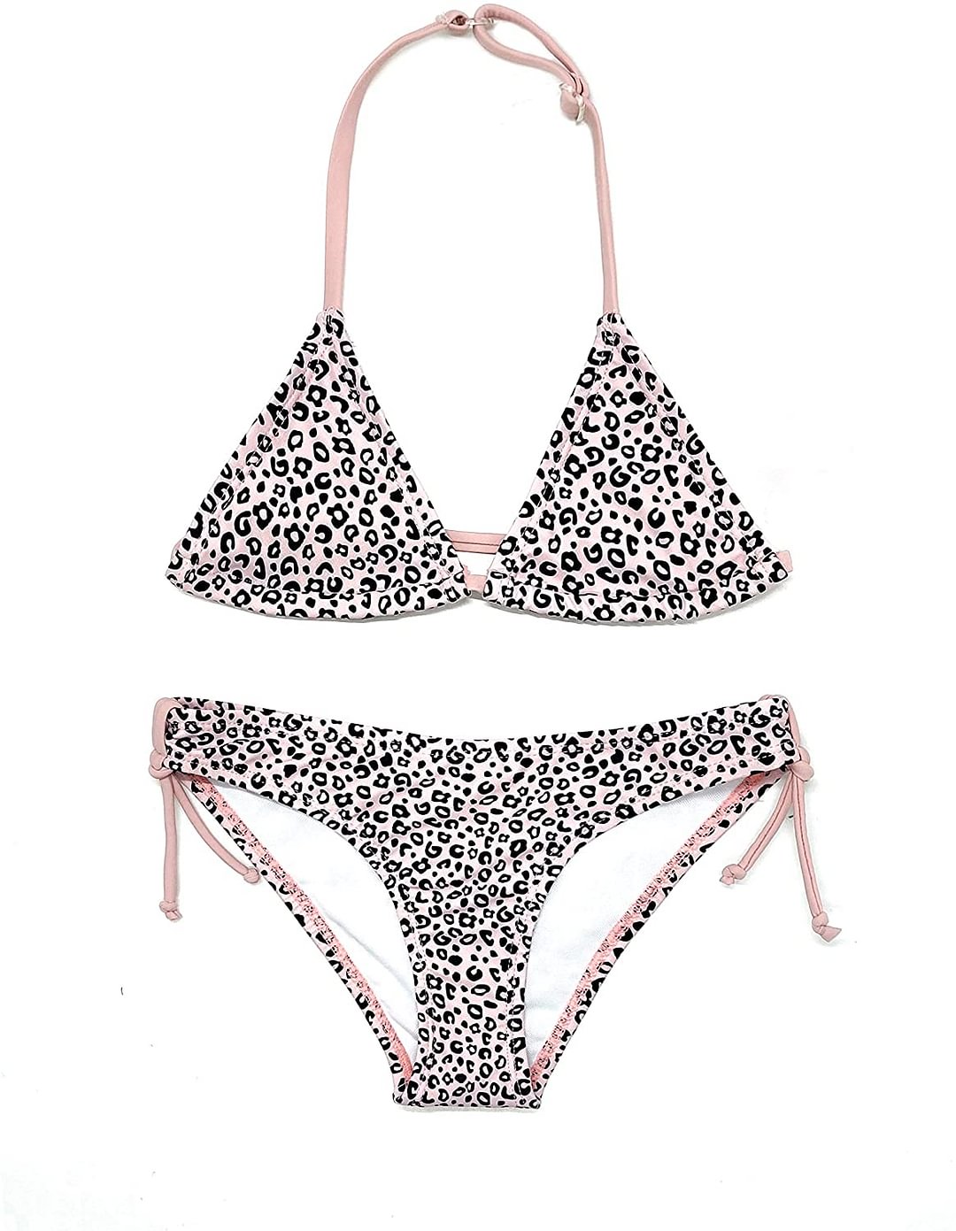 Girls Swimwear Halter Triangle Bikini Leopard Print Two Piece Swimsuits