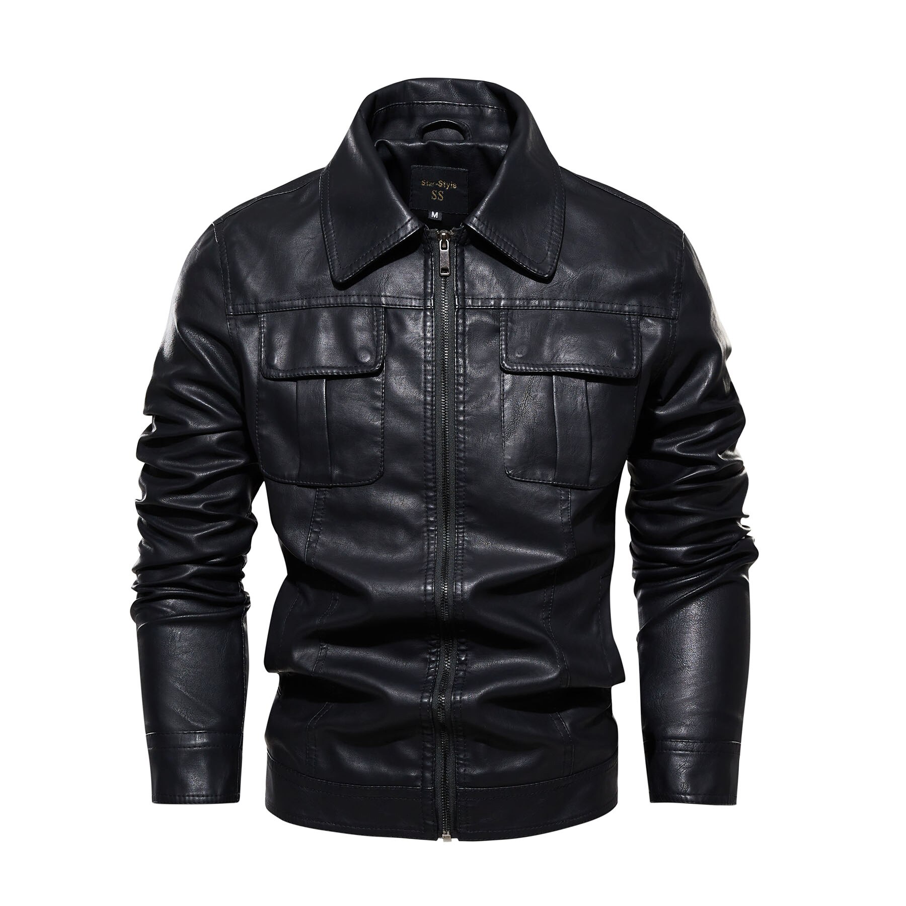 spring And Autumn Pu Jacket Men Fashion Leather Jacket Slim Fit Lapel Male Anti-wind Motorcycle Lapel Diagonal Zipper Men Coat