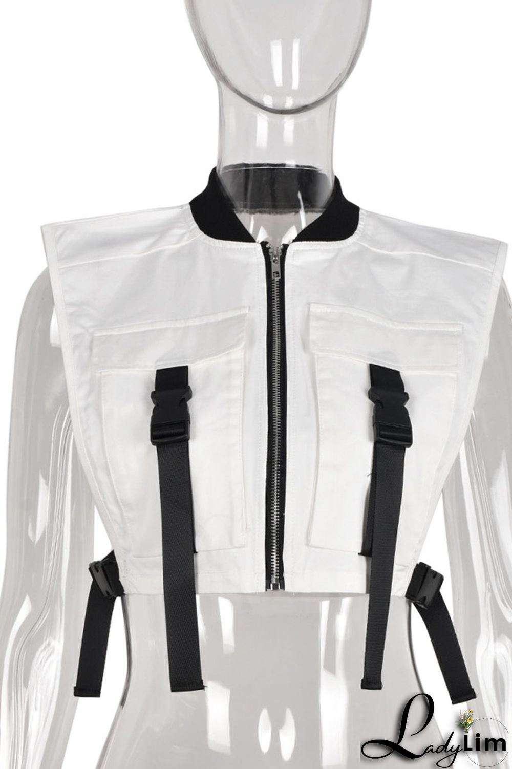 Purple Casual Street Solid Split Joint Pocket Zipper Tops