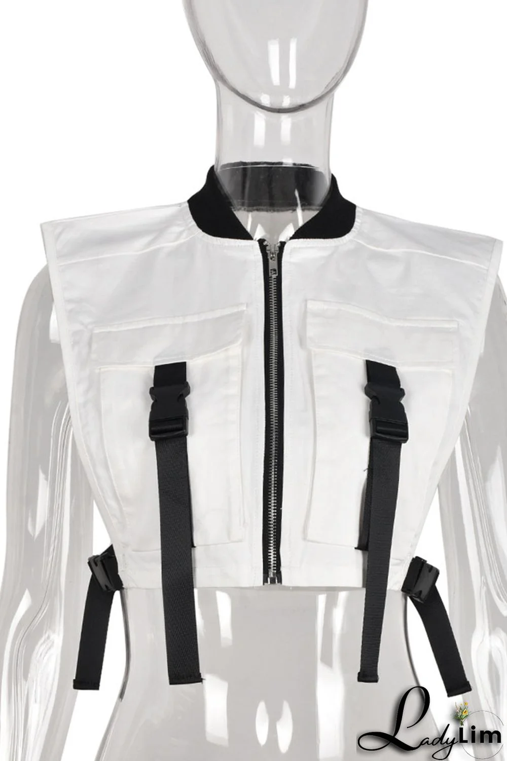 Purple Casual Street Solid Split Joint Pocket Zipper Tops