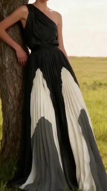 Sleeveless Chiffon Elegant One-Shoulder Dress