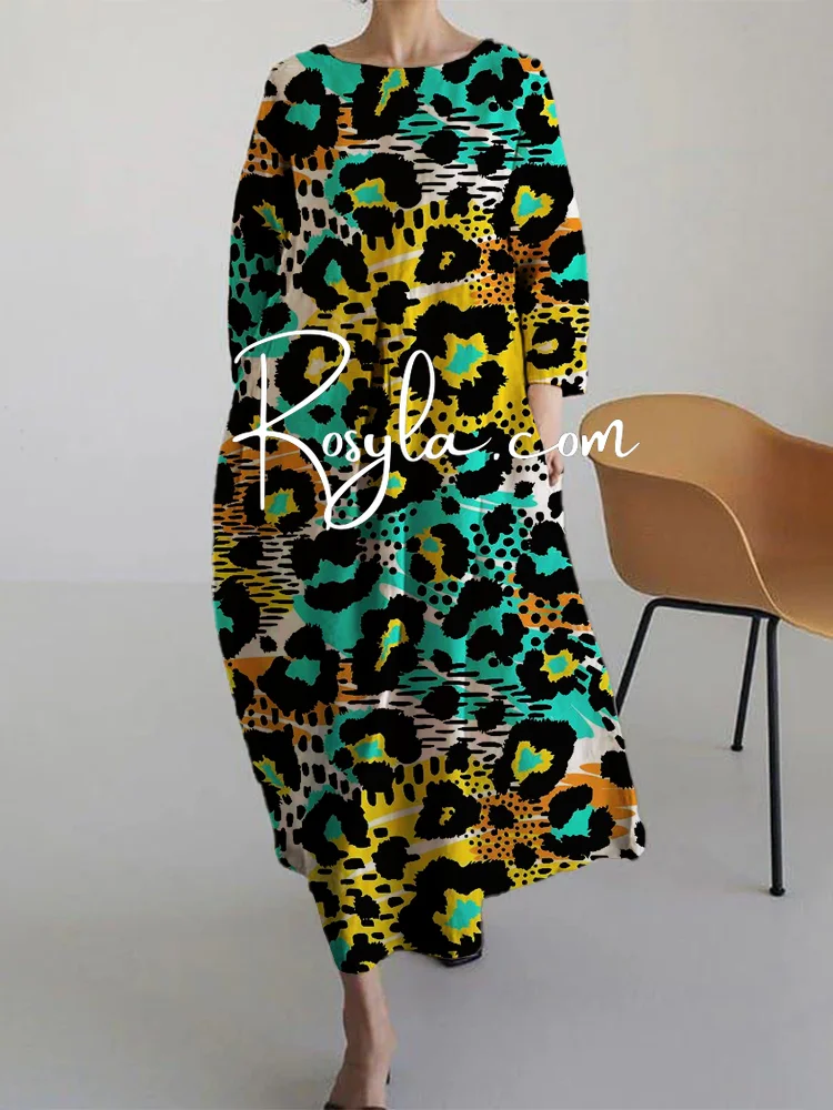 Women's Casual Colorful Leopard Printing Dress