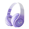 Light-Up Wireless BT Headphones Rechargeable Kawaii Wireless BT5.3 Headset Gradient Color HiFi Stereo Gaming Earphones for Home Office School Outdoor Travel