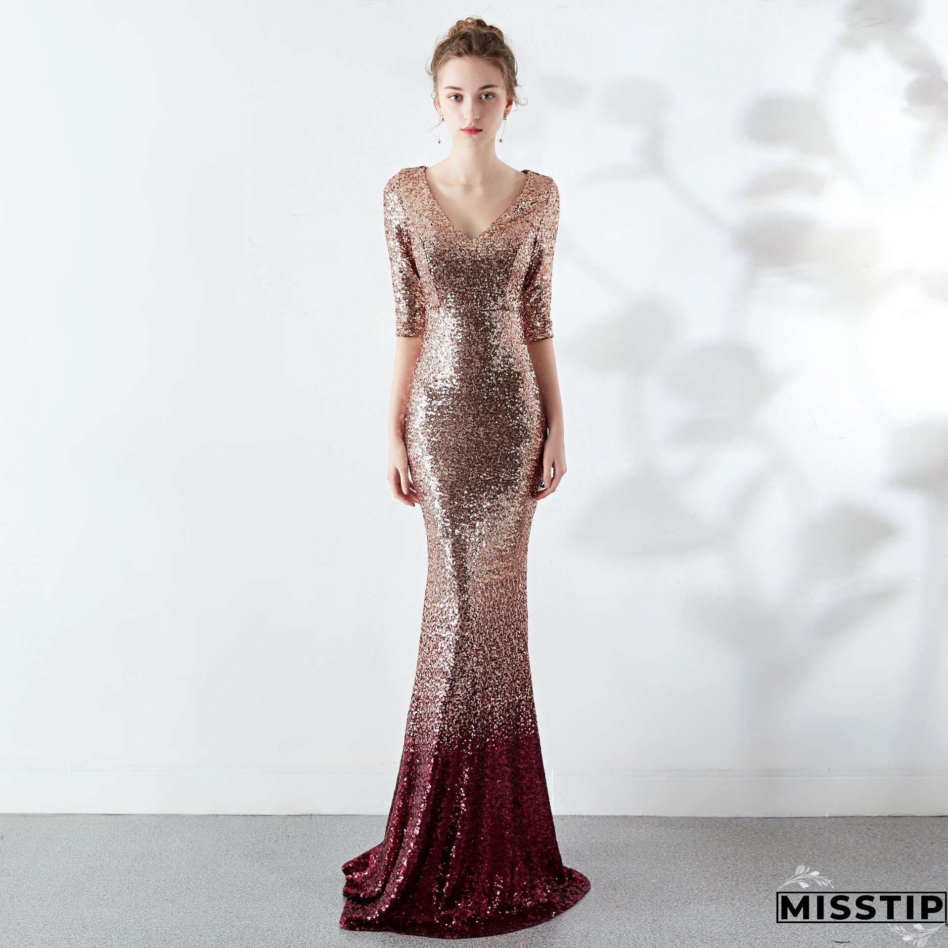 Women Sequin Formal Party Elegant Mermaid Skirt Maxi Evening Dress