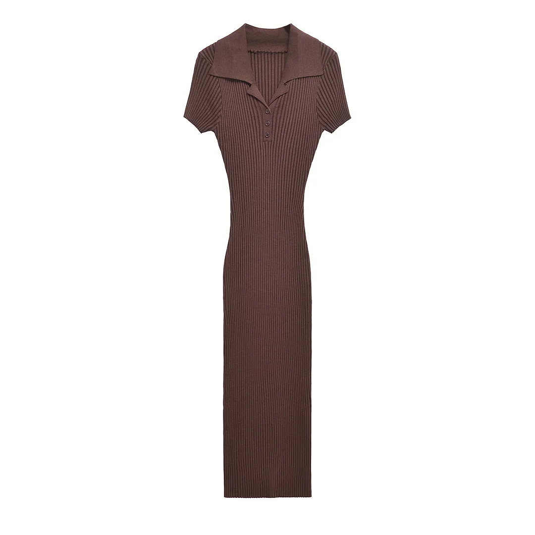 Nigikala Nigikala Women's Clothing 2025 Autumn And Winter New Fashion Temperament Collar Ribs Knitted Dress