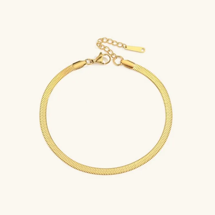 Radiant Gold Herringbone Anklet