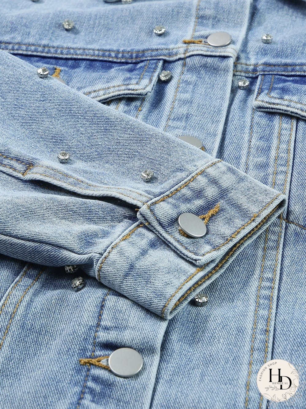 Vintage-Inspired Rhinestone Denim Jacket