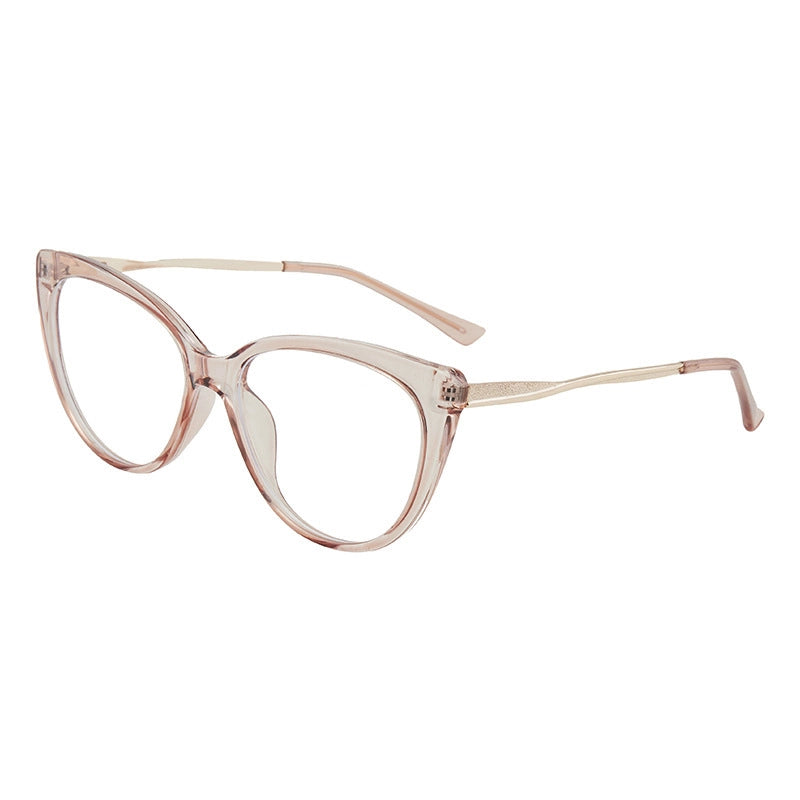 New Retro Cat’s Eye Frame Glasses Stylish Simple And Versatile Metal Leg Anti-Blue Ray Plain Glasses Tide