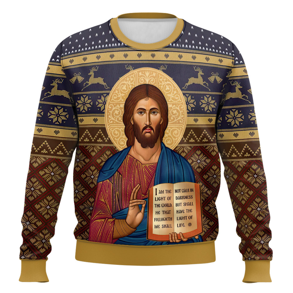Cretan-style Christ Artwork Ugly Christmas Sweater