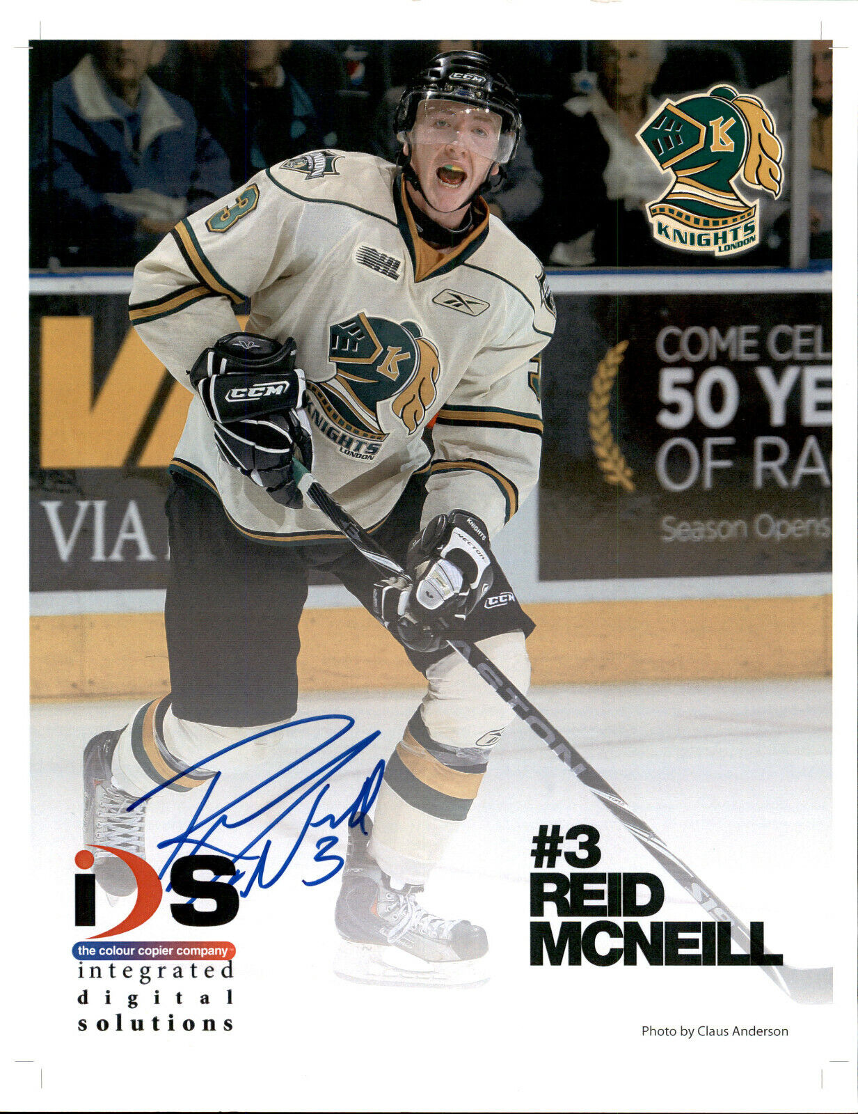 Reid McNeill SIGNED 8.5x11 TEAM PROMO Photo Poster painting LONDON KNIGHTS / PITTSBURGH PENGUINS