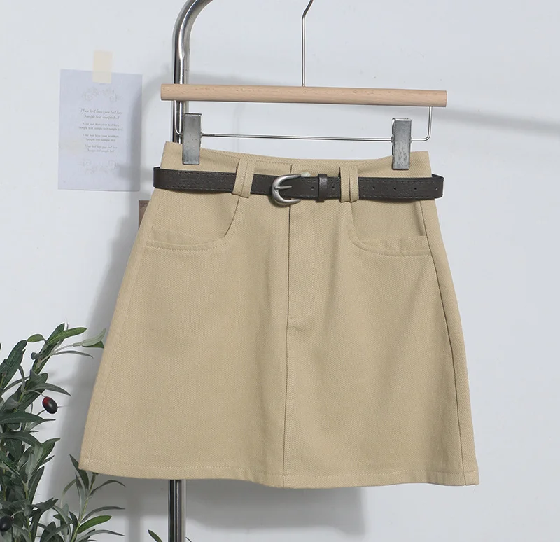 Brownm Real Shooting Kin Color High-Rise Thin Bag Hip Skirt 2025 New Hundred With Belt A Short Skirt 9997