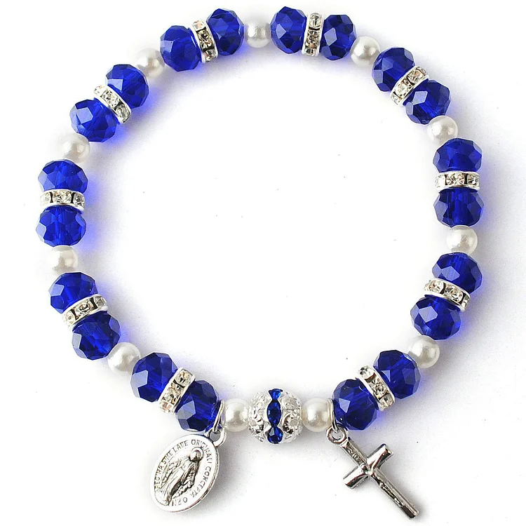 Olivenorma "Grounded In Faith" Sapphire Crystal Rosary Bracelet 