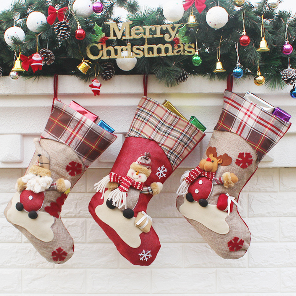 

3pcs Christmas Stockings Candy Gifts Bag Hanging Ornaments Decoration, 501 Original