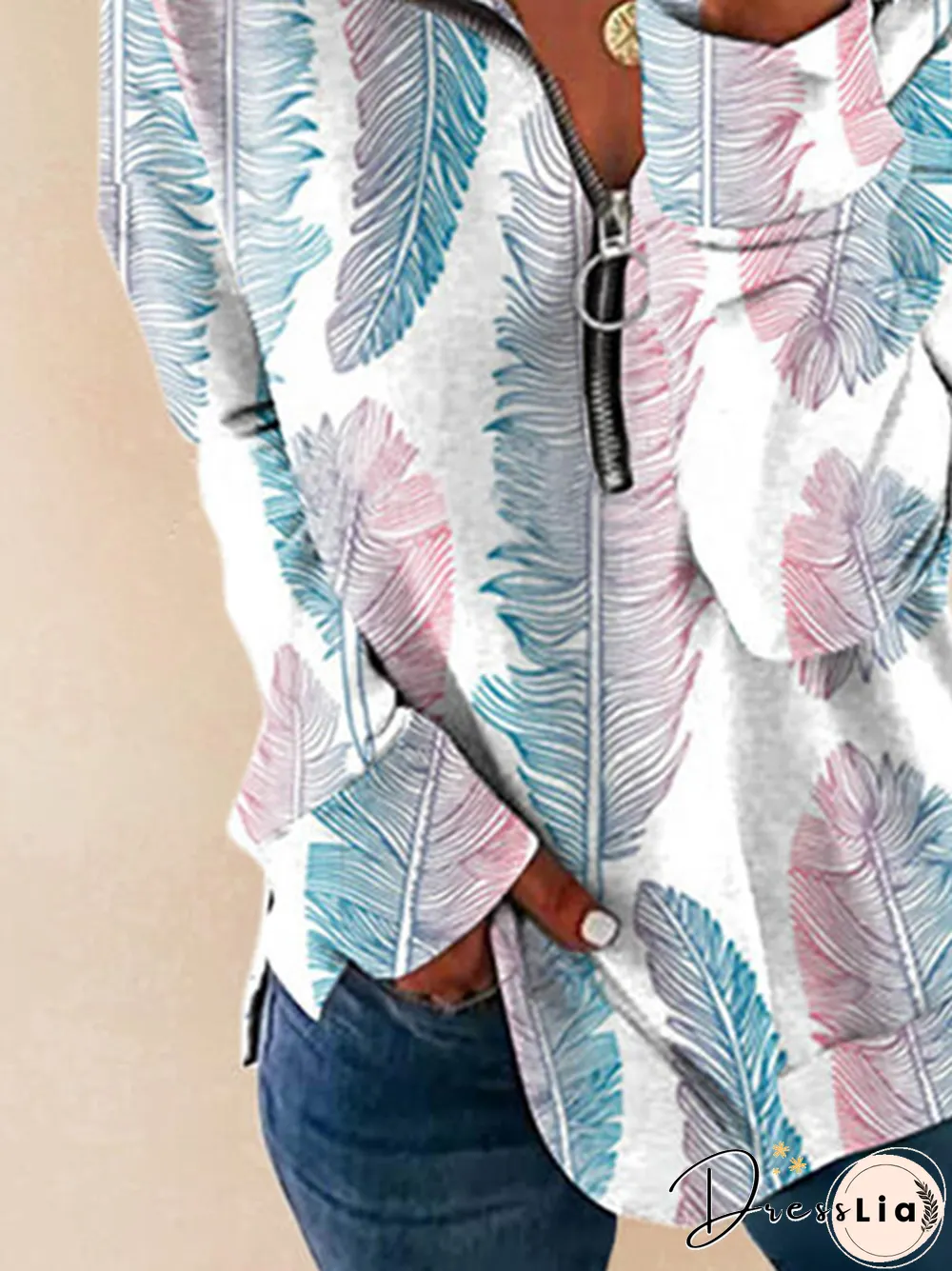 Printed Long Sleeve V neck Casual Sweatshirts