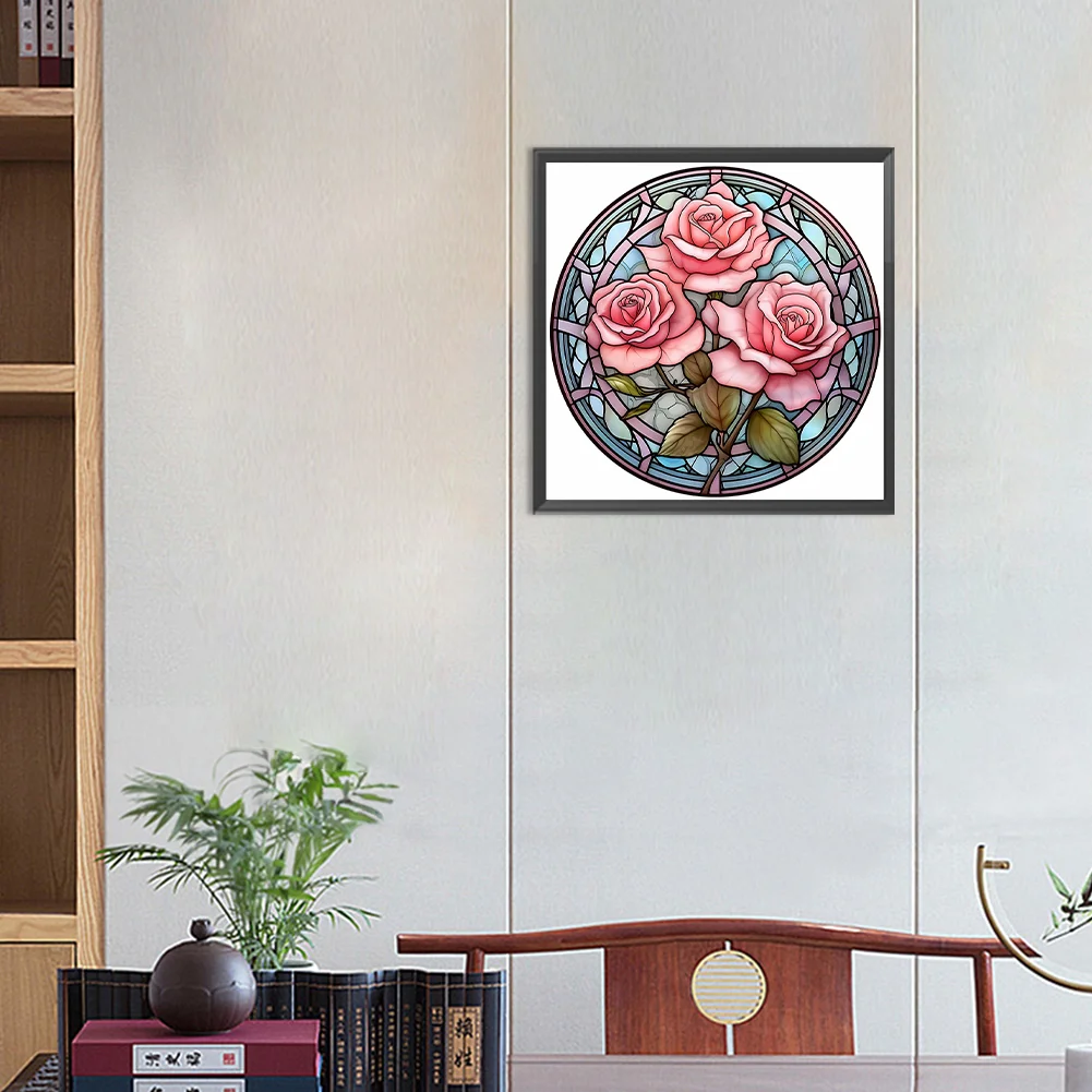 Diamond Painting - Full Round Drill - Stained Glass Flower(30*30cm)