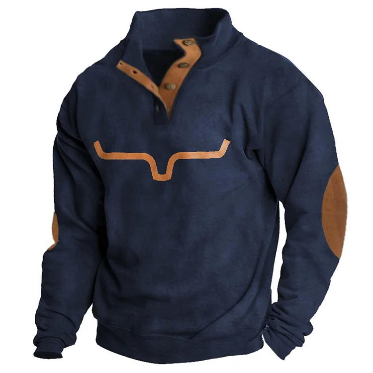 Men's Western Cowboy Contrasting Sweatshirt 8ca7