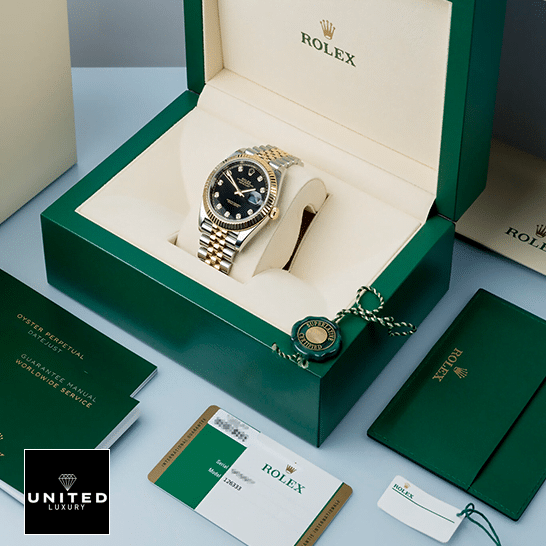 Rolex Datejust 12633BKDJ Two Tone Jubilee Bracelet Replica in the Green Rolex Box