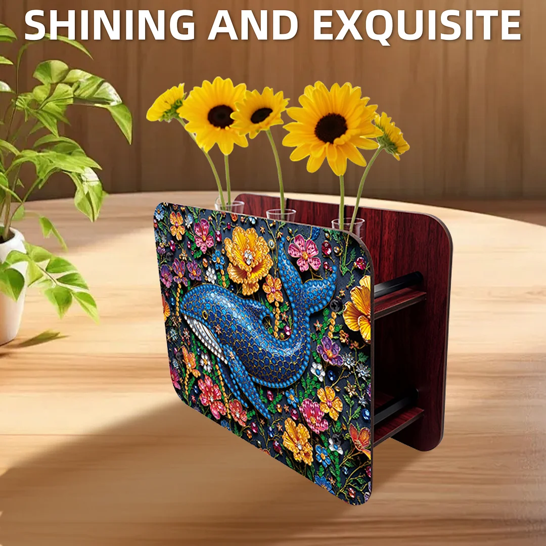 Gem Dolphin DIY Diamond Painting Wooden Tube Vase for Adults Gift Home Decor