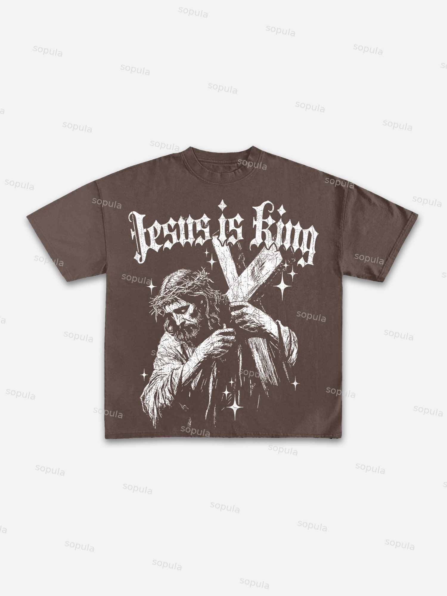 Jesus Is King Print Cotton T-shirt - Sopula｜Premium Graphic Tees & Graphic Clothing