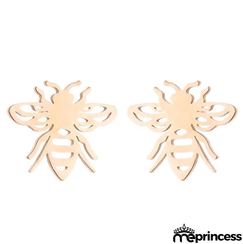 Women Fashion Hollow Eagle Owl Snake Dolphin Bee Giraffe Elephant Dog Cat Rabbit Fish Bird Penguim Stainless Steel Stud Earrings