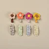 2PCS Lovely Plaid Flower Hair Pins for Baby Girls