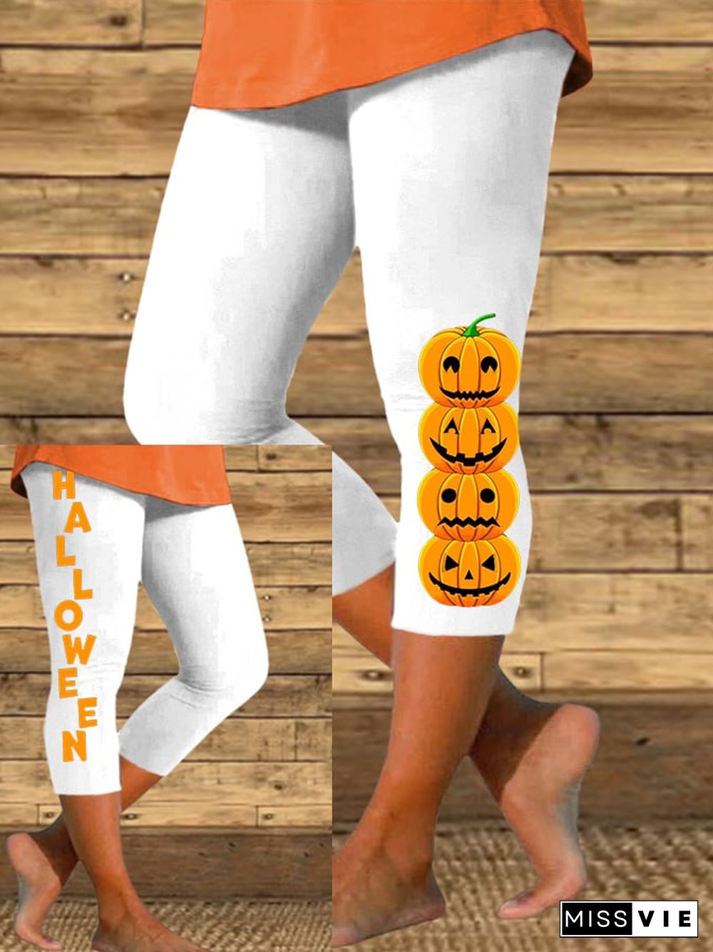 Women's Halloween Pumpkin Print Casual Leggings