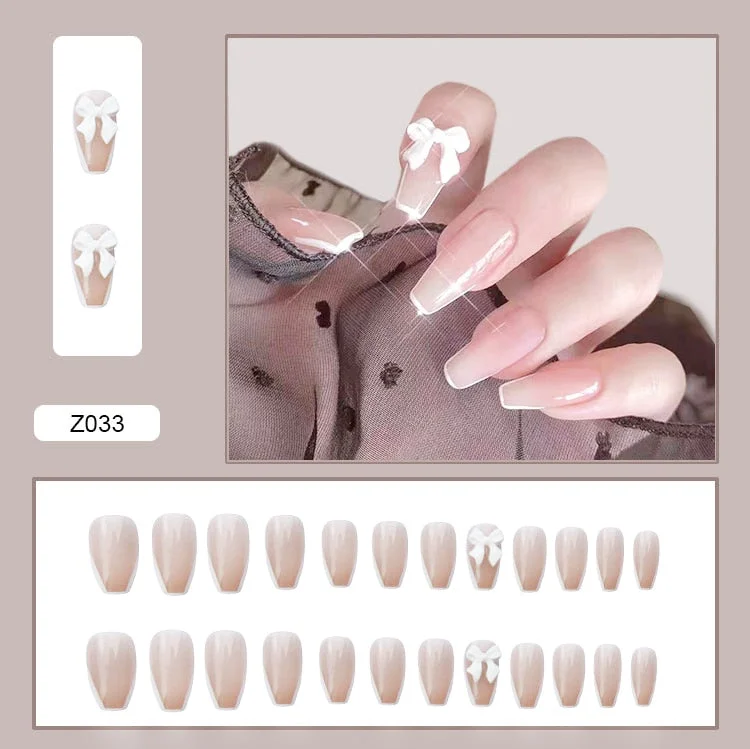 24Pcs/Set 3D Butterfly Three Dimensional Bow Bride Fresh and Elegant White Wear Remov DIY Manicure Nail Art Tools-Nail Inspo