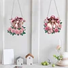 2Pcs Girl 2D Flat DIY Hanging Diamond Art Ornament Window Pendant (Floral Hat)
