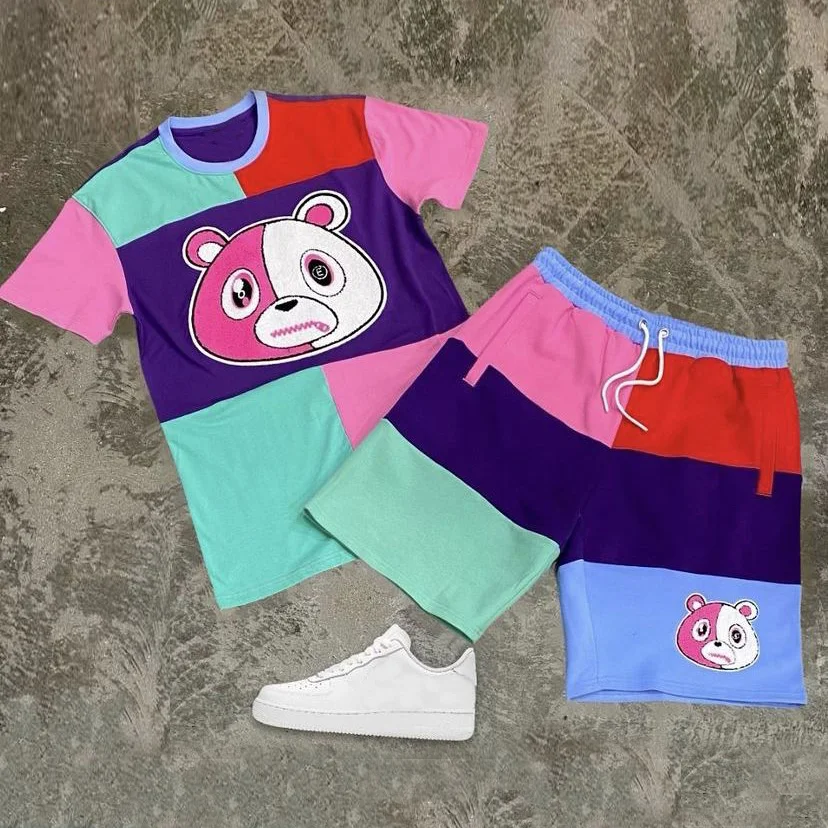 Statement colorblock print shorts set