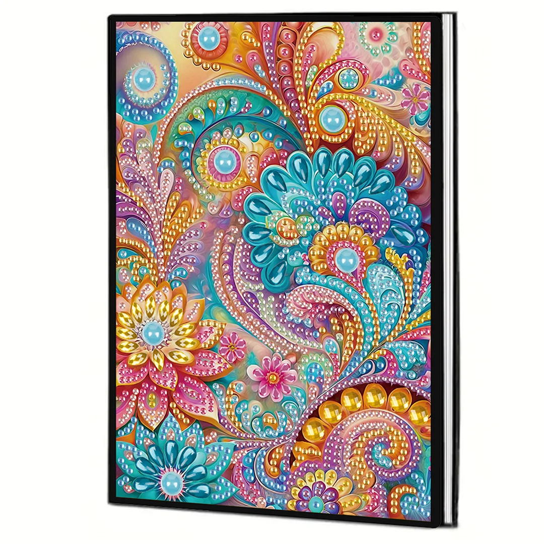 2pcs Flowers Partial DIY 50 Pages A5 Diamond Painting Notebook for Study Home