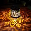 Solar Powered Metal Mandala Decorative Lamp Weatherproof Outdoor LED Deck Step Wall Lights Auto On/Off Hollow Out Retro Solar Lights for Garden Yard Patio Porch Decor