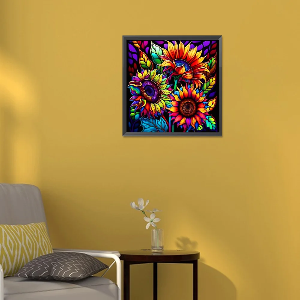 Diamond Painting - Full Round Drill - Stained Glass Sunflower(30*30cm)