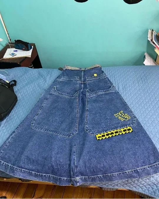 Parigaminghub how to style cargo pants women Y2K Harajuku simple embroidery popular design baggy high waist jeans men's 2025 hip-hop street casual lazy style straight pants Pants