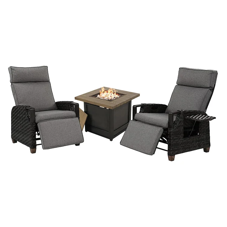 Pre-order: ships within a week, GRAND PATIO Indoor &Outdoor Recliner Air Pump Wicker Reclining Chair Independent Back and Leg Adjustment Set