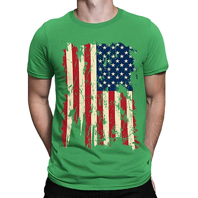 3D American Flag Printing Short-sleeved T-shirt at Hiphopee