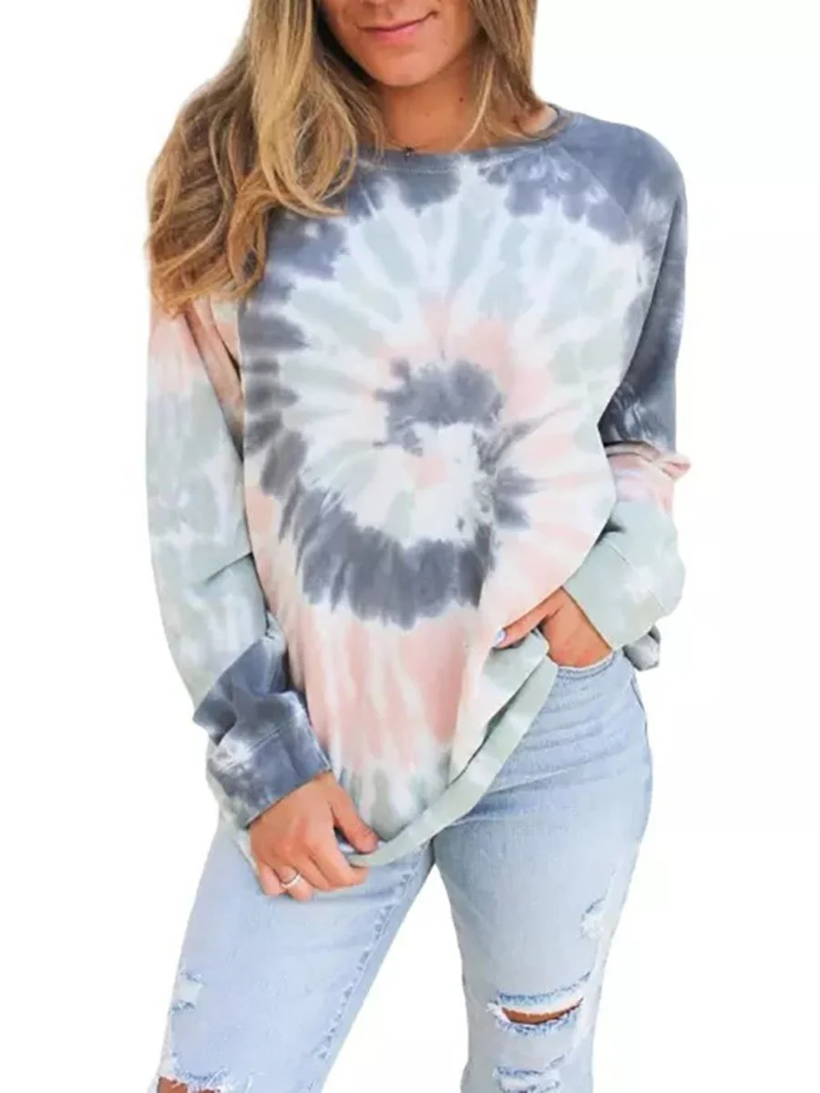 Scoop Neck Tie Dye Sweatshirt