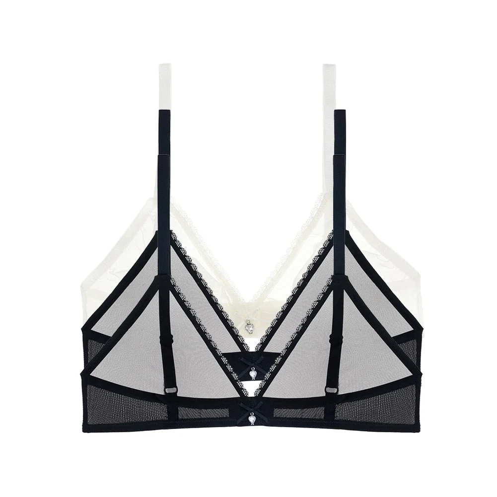 Varsbaby Sexy French Ultra-Thin Mesh Lingerie Lemon Yellow Mint Green Underwear Summer Breathable Bra Combination 3 PCS /Lot