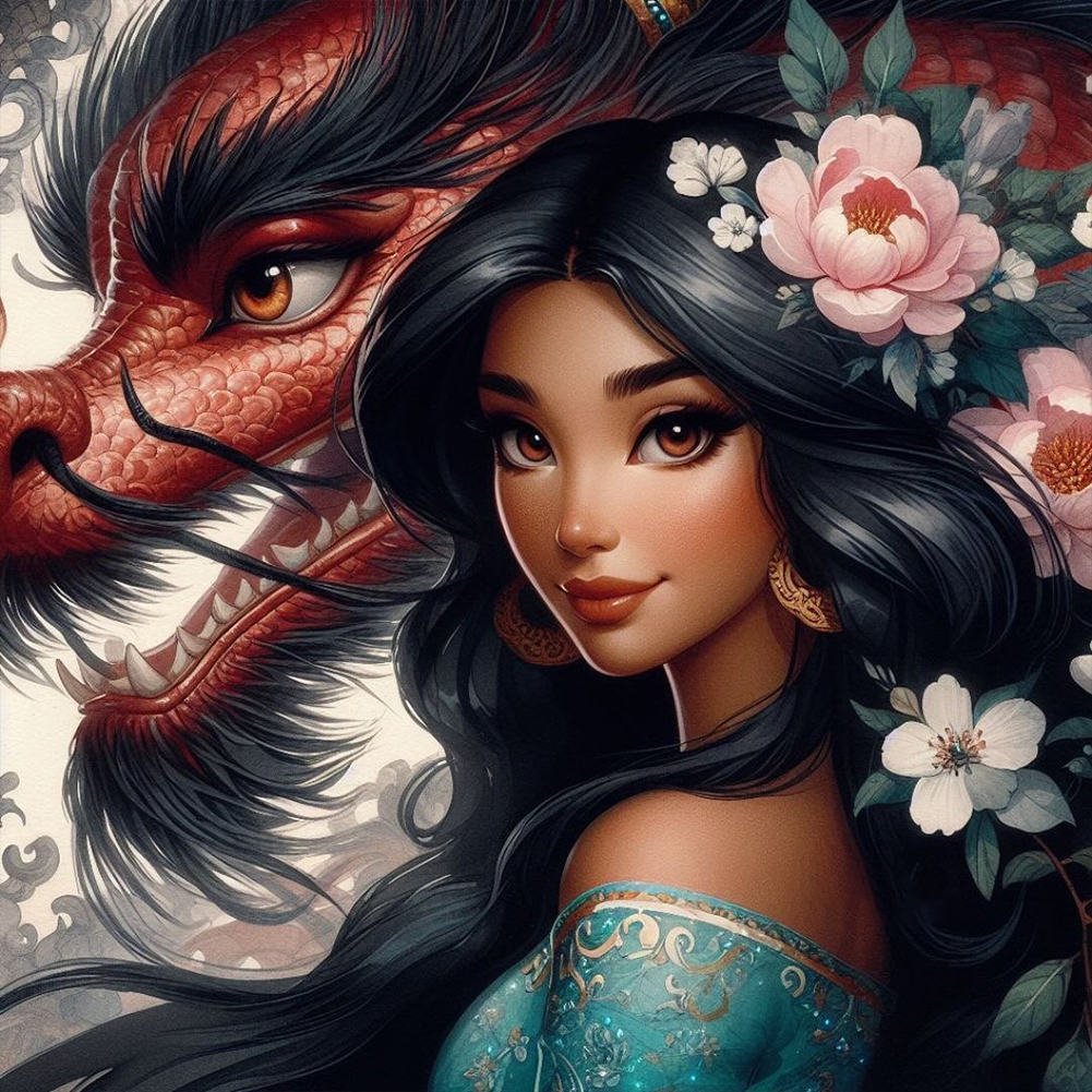 Disney Princess And Dragon 40*40cm(canvas) full round drill diamond painting