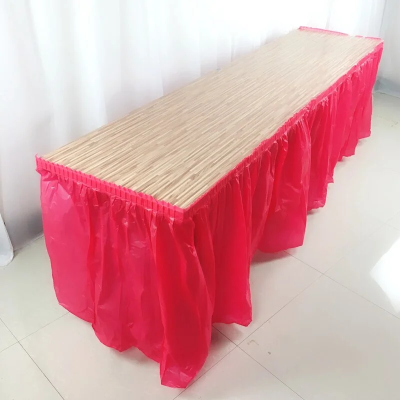 Hot Sales Disposable Table Skirt PEVA Table Skirts Rectangle Round Desk Skirt Kid Birthday Party Table Cloth for Wedding Party