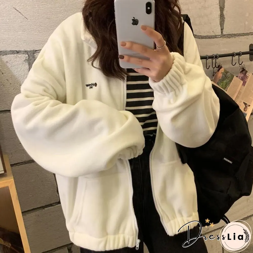 Harajuku Long Sleeve Oversized Hooded Sweatshirts Women Winter Vintage Clothes Woman Warm Thick Jacket Sweetshirt Zip Up Hoodies