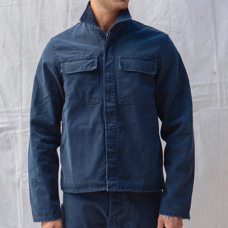 Men's Vintage Washed Cotton Blue Work Jacket