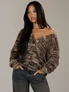 Women's Retro Deep V-Neck Mohair Plush Long Sleeve Cardigan Coat