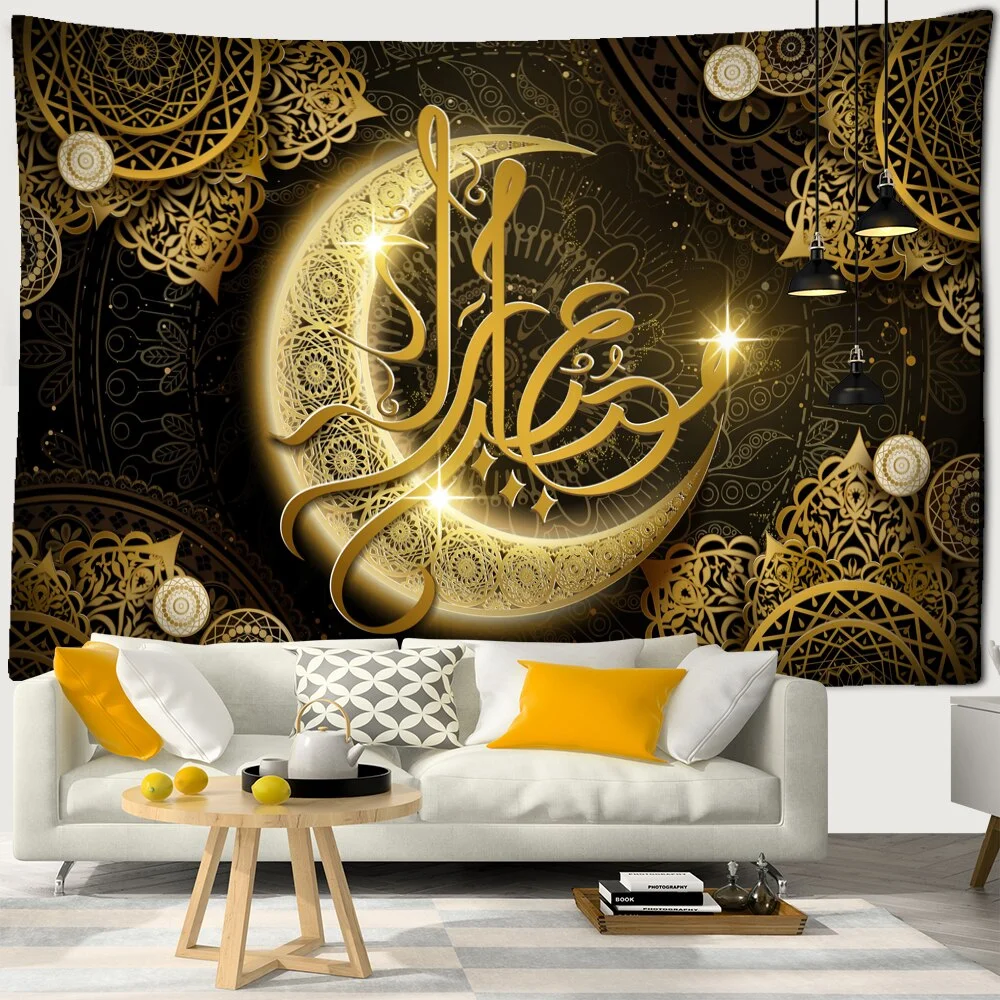 2020 Hot Background Cloth Wall Muslim Ramadan Tapestry Wall Hanging Month Beach Towel Bohemian Home Mural Decor