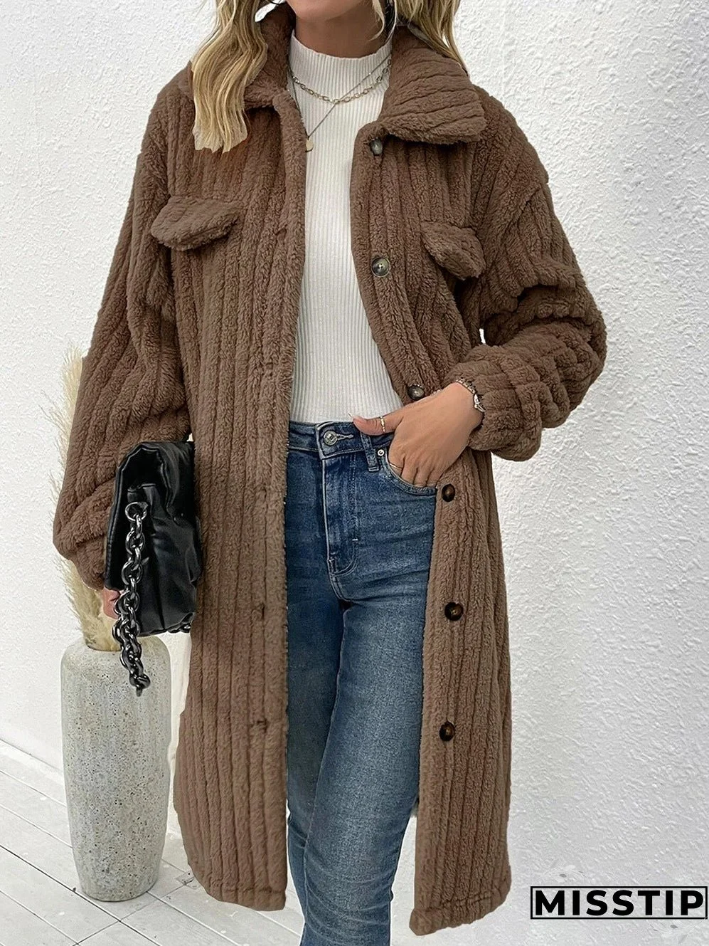 Women's Elegant Popular Fur Lapel Plush Coats