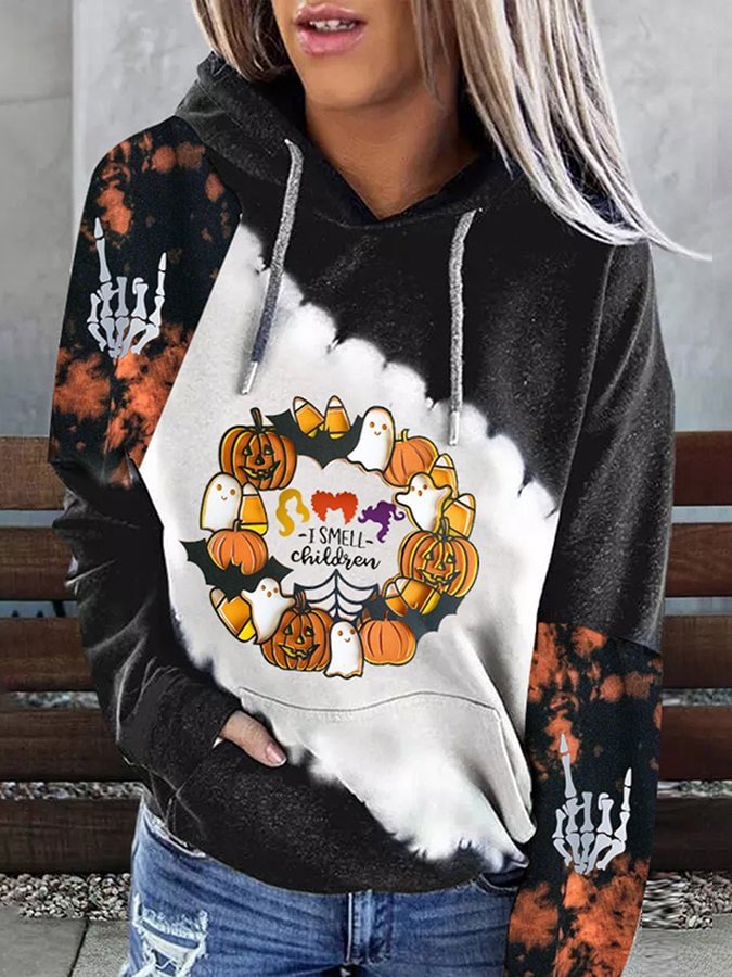 Fashion Print Long Sleeve Casual Hoodie
