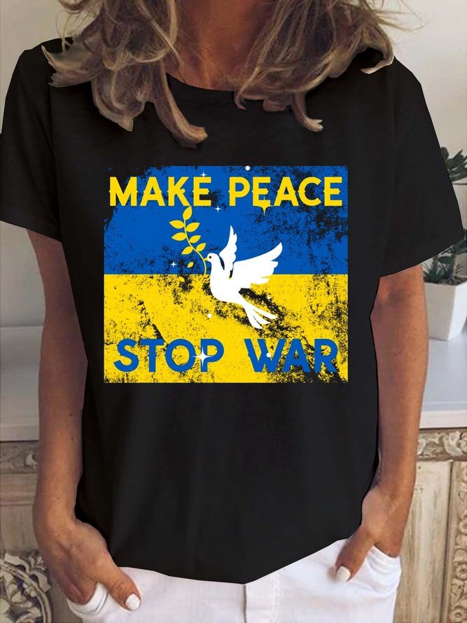 Make Peace Stop War Crew Neck Short Sleeve T-Shirt