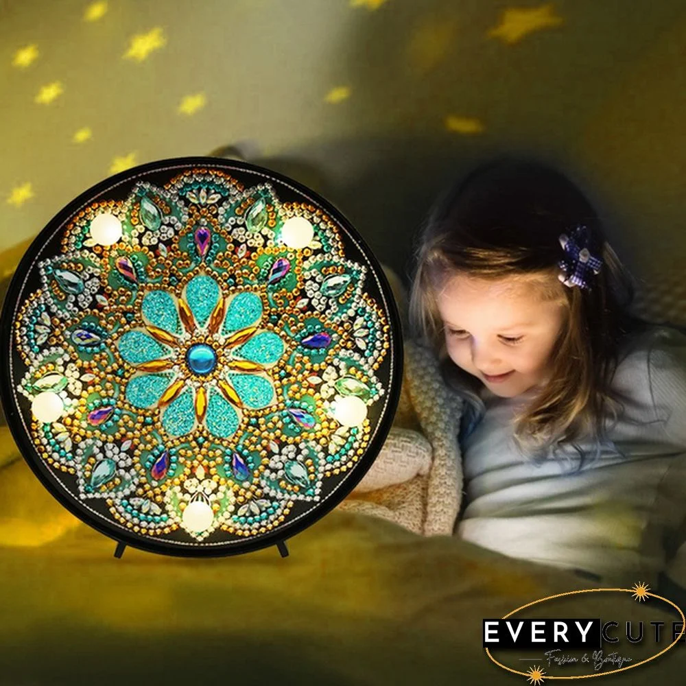 Multi-styles Christmas Halloween Mandala Animal DIY LED Full Drill Special Shaped Diamond Painting Modeling Lamp Table Decor Gift