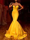 Sexy Slim Off-The-Shoulder Solid Color Backless Evening Tail Maxi Dress