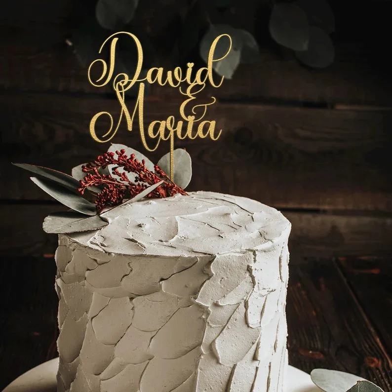 Personalised Wedding Cake Toppers Wooden Happy Birthday Cake Decor Acrylic Mr & Mrs Wedding Engaged Party Anniversary Supplies